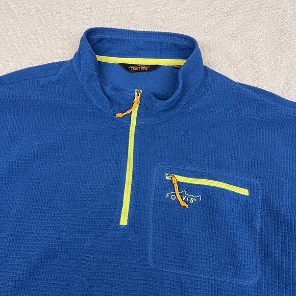 Orvis 1/4 Zip Pullover Mens XXL Blue Trout Bum Fleece Outdoor Fishing Hiking - Picture 3 of 9